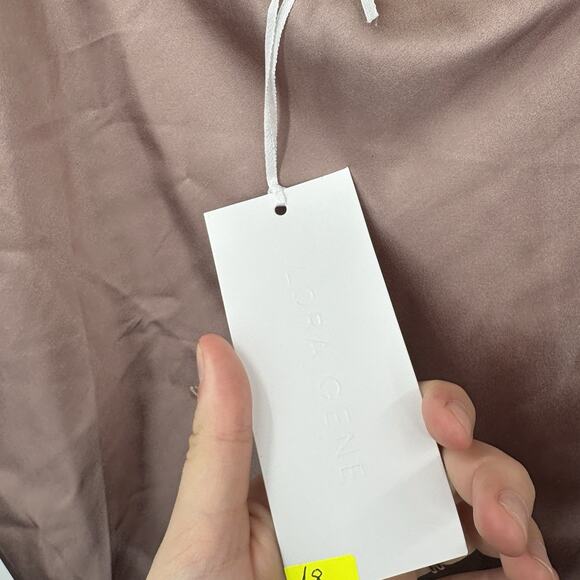 Lora Gene Midi Silk Slip Dress UK 18 US 14 Pink Luxury Satin Bias Sustainable - Picture 6 of 8